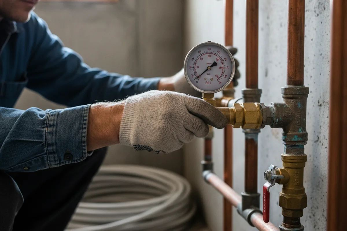 Pressure testing a repaired line during Water Line Repair in Royersford